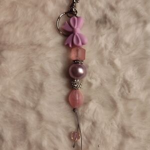 Elegant Pink and Purple Beaded Keychain
